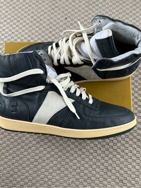 Rhude BBall rhecess logo appliqued Paneled high top sneaker
